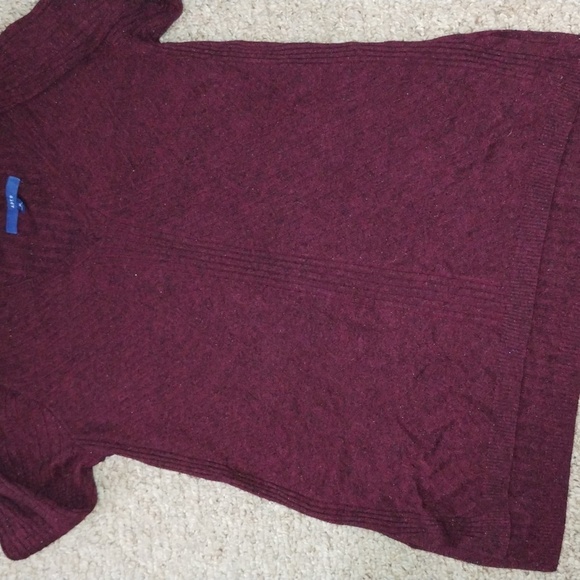 ⭐apt. 9 Slim Fit Women's V Neck Sweater Size Medium Merino Blend Burgundy - Picture 2 of 11